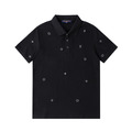 LOUIS VUITTON 四瓣花刺繡散點短袖 Polo 衫 (黑)