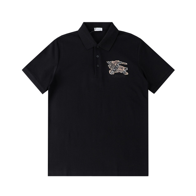BURBERRY 戰馬騎士刺繡短袖 Polo 衫 (黑)