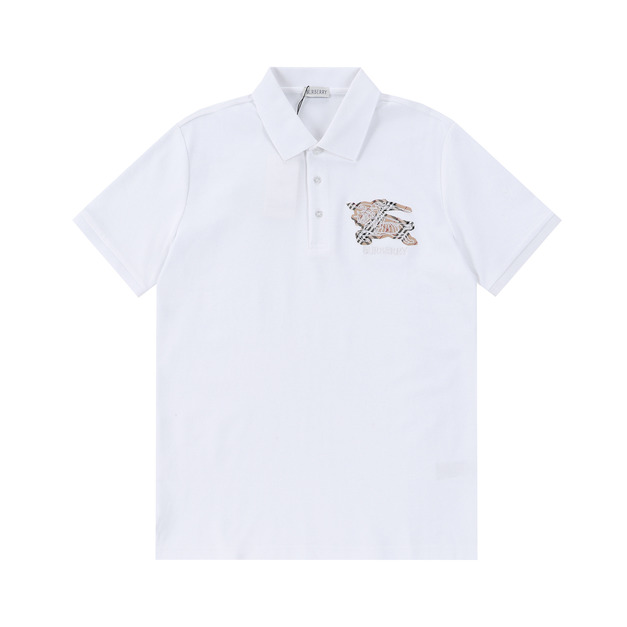 BURBERRY 戰馬騎士刺繡短袖 Polo 衫 (白)