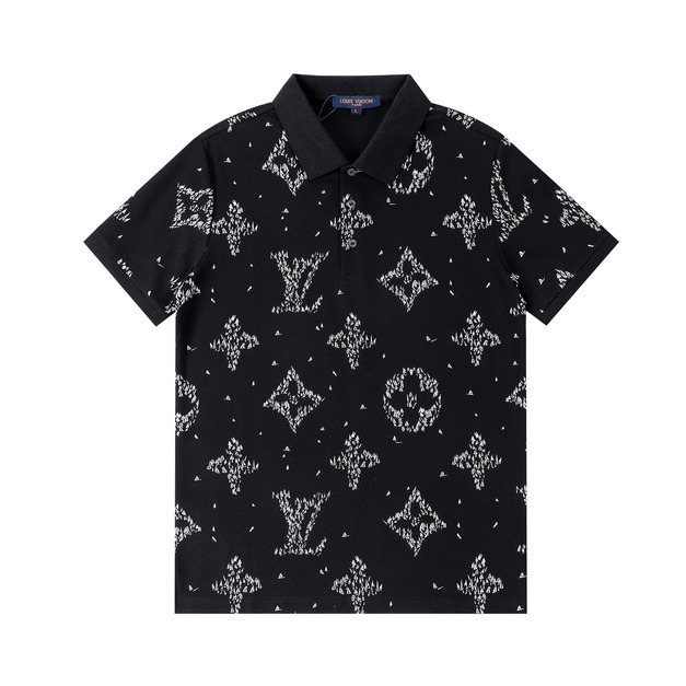 LOUIS VUITTON 破碎 Monogram 印花短袖 Polo 衫 (黑)