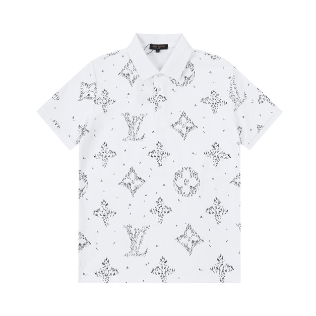 LOUIS VUITTON 破碎 Monogram 印花短袖 Polo 衫 (白)