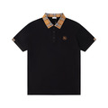 BURBERRY 格紋領短袖 Polo 衫 (黑)