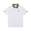 BURBERRY 格紋領短袖 Polo 衫 (白)