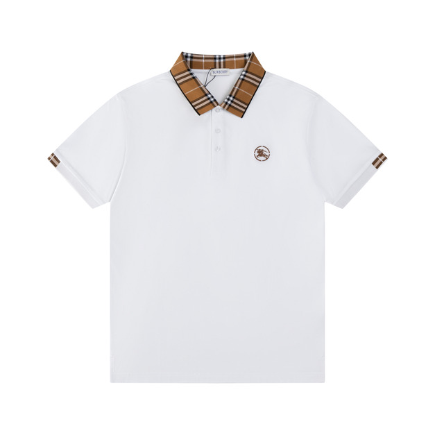 BURBERRY 格紋領短袖 Polo 衫 (白)