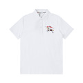 BURBERRY 彩色戰馬騎士刺繡短袖 Polo 衫 (白)
