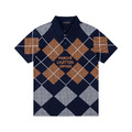 LOUIS VUITTON 菱格拼接印花短袖 Polo 衫 (黑)