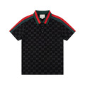 GUCCI 滿版 GG Logo 印花短袖 Polo 衫 (黑)