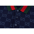 GUCCI 滿版 GG Logo 印花短袖 Polo 衫 (藍)_3