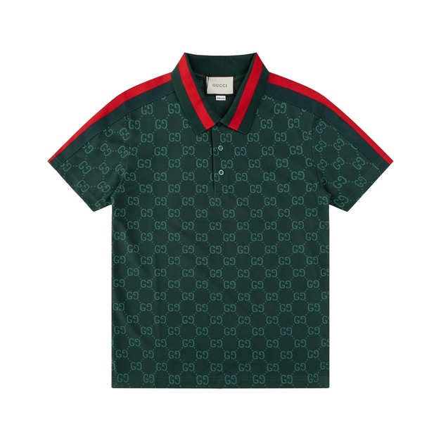 GUCCI 滿版 GG Logo 印花短袖 Polo 衫 (綠)