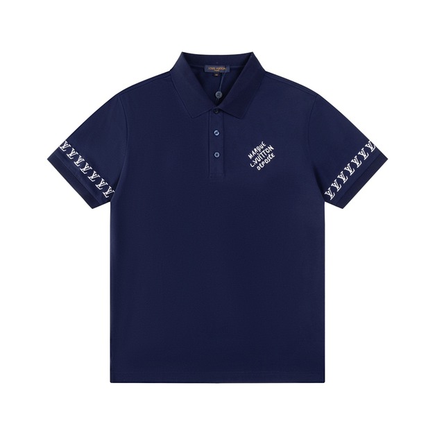 LOUIS VUITTON 袖口 Logo 短袖 Polo 衫 (藍)