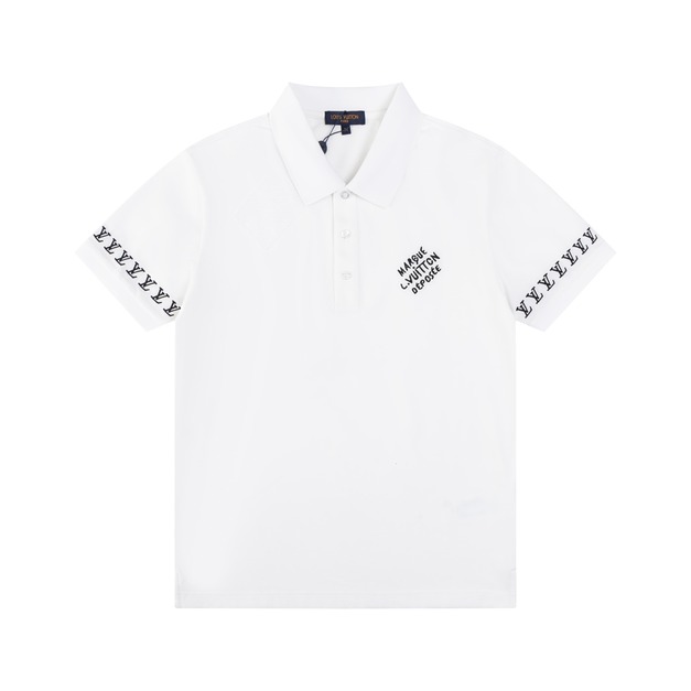 LOUIS VUITTON 袖口 Logo 短袖 Polo 衫 (白)