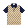 GUCCI GG Monogram 拼接短袖 Polo 衫 (藍色)