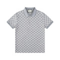 GUCCI 條紋領短袖 Polo 衫 (灰)