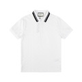 GUCCI 條紋領短袖 Polo 衫 (白)