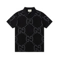 GUCCI 大 GG Logo 滿版印花短袖 Polo 衫 (黑)