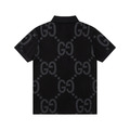 GUCCI 大 GG Logo 滿版印花短袖 Polo 衫 (黑)_1