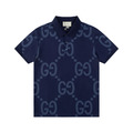 GUCCI 大 GG Logo 滿版印花短袖 Polo 衫 (藍)
