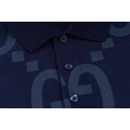 GUCCI 大 GG Logo 滿版印花短袖 Polo 衫 (藍)_3