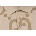 GUCCI 大 GG Logo 滿版印花短袖 Polo 衫 (杏色)_3