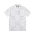 GUCCI 大 GG Logo 滿版印花短袖 Polo 衫 (白)