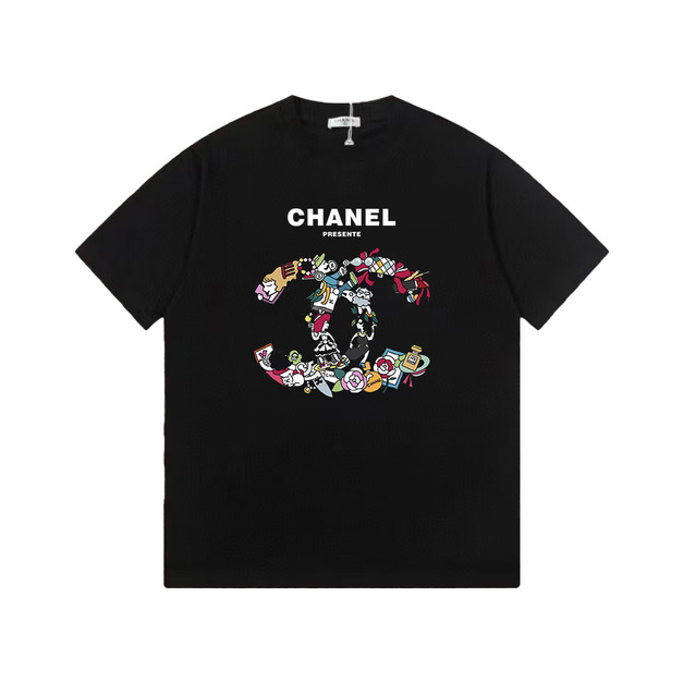 CHANEL 卡通雙C短袖 (黑)