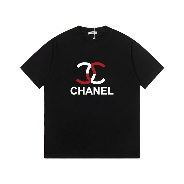 CHANEL 雙色雙 C Logo 短袖 (黑)