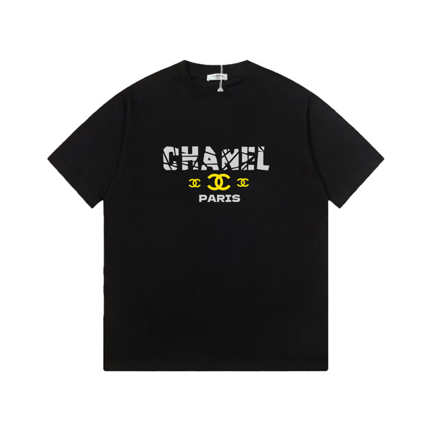 CHANEL 破碎字母三 C Logo 短袖 (黑)