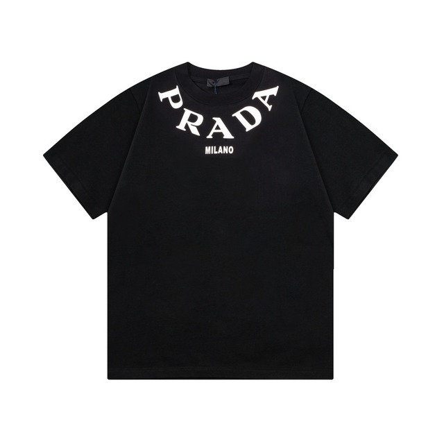 PRADA 弧形 Logo 短袖  (黑)