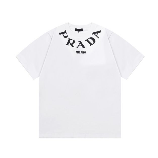 PRADA 弧形 Logo 短袖  (白)
