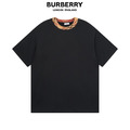 BURBERRY 格紋領圓領短袖 (黑)