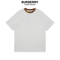 BURBERRY 格紋領圓領短袖 (白)