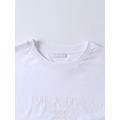 PRADA LOGO壓花純色短袖圓領短袖 (白)_2