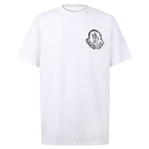 MONCLER 徽標膠漿印花舒適合身圓領短袖 (白)
