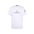 MONCLER 膠漿印花圖案圓領套頭短袖 (白)