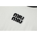 MIU MIU 刺繡徽標圓領短袖 (白)_2