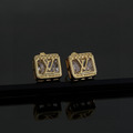 LOUIS VUITTON 金色方形耳釘_4