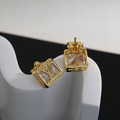 LOUIS VUITTON 金色方形耳釘_2