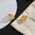 LOUIS VUITTON 金色方形耳釘_3