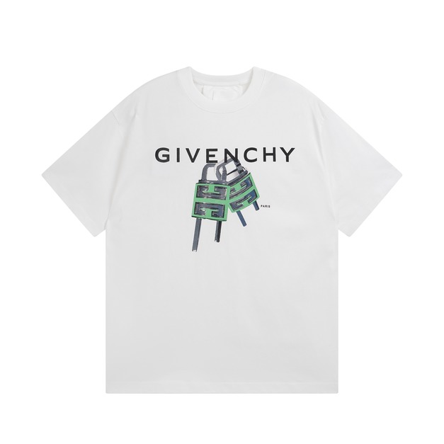 GIVENCHY 經典鎖頭印花短袖 (白)