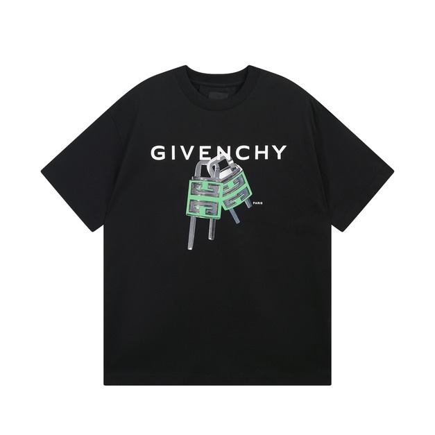 GIVENCHY 經典鎖頭印花短袖 (黑)