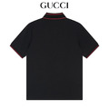 GUCCI 羅紋提花短袖Polo衫 (黑)_1