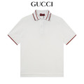 GUCCI 羅紋提花短袖Polo衫 (白)
