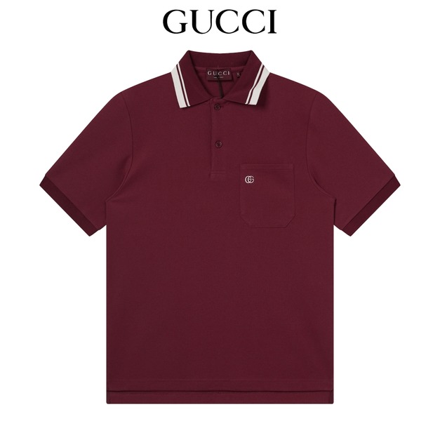 GUCCI 羅紋提花短袖Polo衫 (紅)