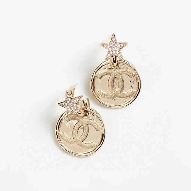 CHANEL 星星圓盤雙C耳環