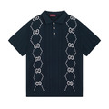 GUCCI 雙G針織毛衣Polo短袖 (深藍)