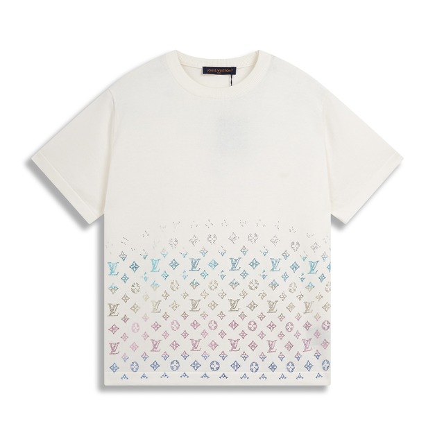 LOUIS VUITTON 燙鑽針織短袖 (白)