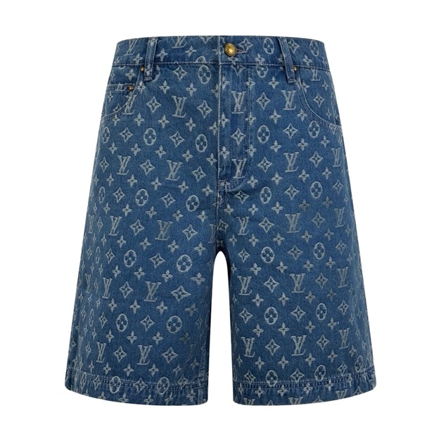 LOUIS VUITTON 滿印老花牛仔短褲