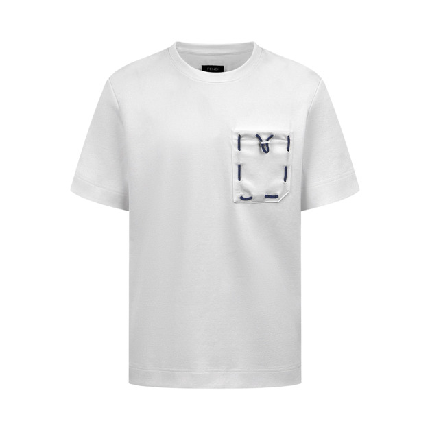 FENDI 緞帶口袋短袖（白色）