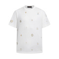 LOUIS VUITTON 花卉燙鑽毛織短袖（白色）