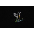 LOUIS VUITTON 花卉燙鑽毛織短袖（黑色）_3